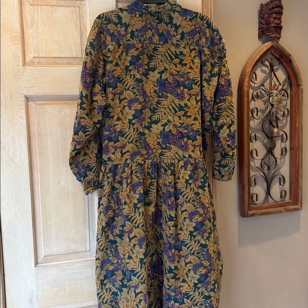 Vintage Eddie Bauer Corduroy Floral & Berry Long Sleeve RARE Dress Size XL - Picture 8 of 8
